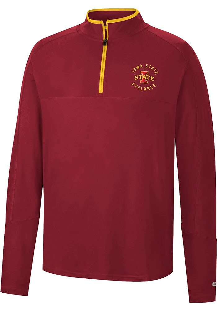 Colosseum Iowa State Cyclones Mens Cardinal Spaulding Long Sleeve Qtr Zip Pullover