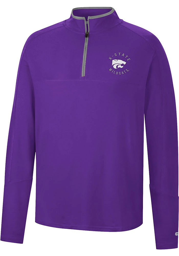 Colosseum K-State Wildcats Mens Purple Spaulding Long Sleeve Qtr Zip Pullover