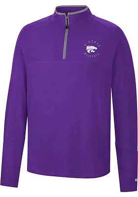 Colosseum K-State Wildcats Mens Purple Spaulding Long Sleeve Qtr Zip Pullover