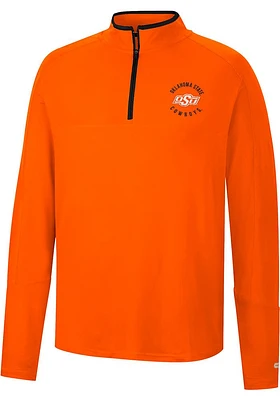 Colosseum Oklahoma State Cowboys Mens Orange Spaulding Long Sleeve Qtr Zip Pullover
