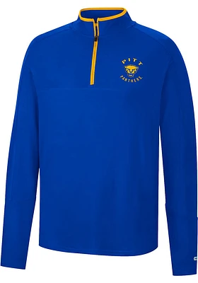 Colosseum Pitt Panthers Mens Blue Spaulding Long Sleeve Qtr Zip Pullover
