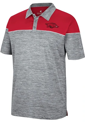 Colosseum Arkansas Razorbacks Mens Grey Birdie Short Sleeve Polo
