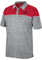 Colosseum Arkansas Razorbacks Mens Grey Birdie Short Sleeve Polo