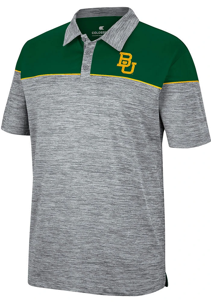 Colosseum Baylor Bears Mens Grey Birdie Short Sleeve Polo