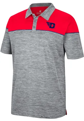 Colosseum Dayton Flyers Mens Grey Birdie Short Sleeve Polo