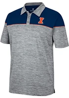 Colosseum Illinois Fighting Illini Mens Grey Birdie Short Sleeve Polo