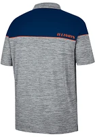 Colosseum Illinois Fighting Illini Mens Grey Birdie Short Sleeve Polo