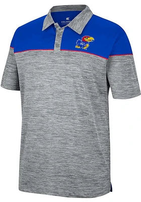 Colosseum Kansas Jayhawks Mens Grey Birdie Short Sleeve Polo