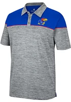 Colosseum Kansas Jayhawks Mens Grey Birdie Short Sleeve Polo