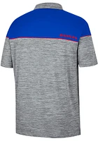 Colosseum Kansas Jayhawks Mens Grey Birdie Short Sleeve Polo