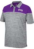Colosseum TCU Horned Frogs Mens Grey Birdie Short Sleeve Polo
