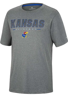 Colosseum Kansas Jayhawks Charcoal High Pressure Short Sleeve T Shirt