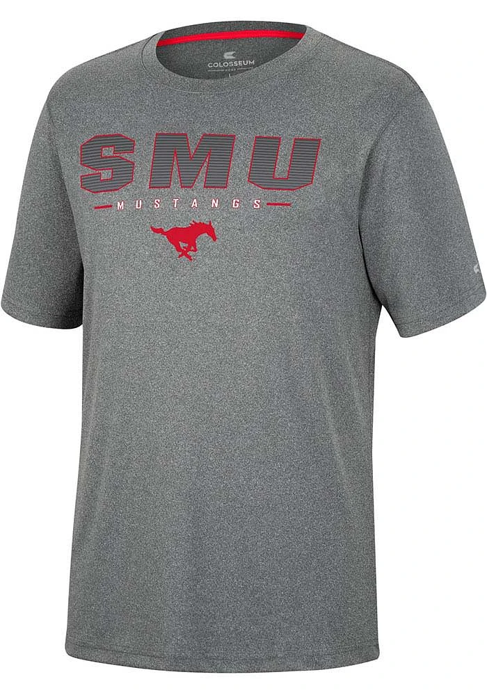 Colosseum SMU Mustangs Charcoal High Pressure Short Sleeve T Shirt