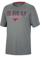Colosseum SMU Mustangs Charcoal High Pressure Short Sleeve T Shirt