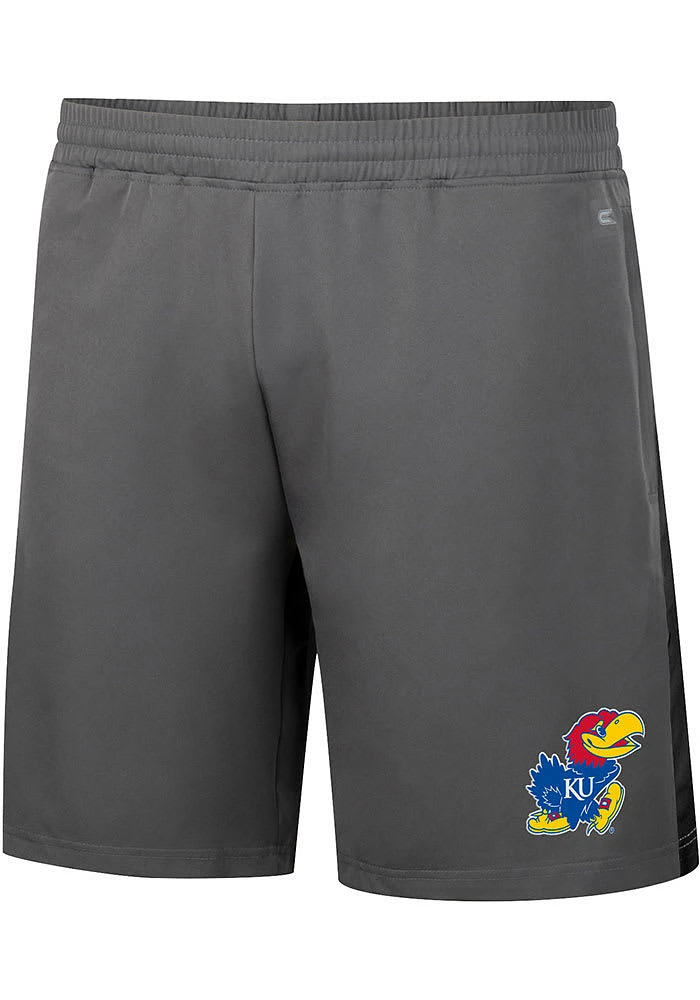Colosseum Kansas Jayhawks Mens Grey Smails Woven Shorts
