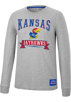 Colosseum Kansas Jayhawks Grey Hey Everyone Long Sleeve T Shirt