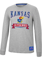 Colosseum Kansas Jayhawks Grey Hey Everyone Long Sleeve T Shirt