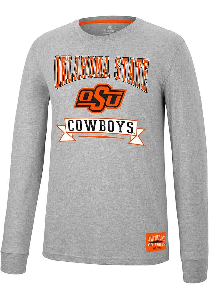 Colosseum Oklahoma State Cowboys Grey Hey Everyone Long Sleeve T Shirt