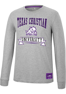 Colosseum TCU Horned Frogs Grey Hey Everyone Long Sleeve T Shirt
