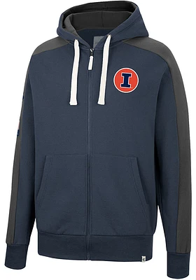 Colosseum Illinois Fighting Illini Mens Navy Blue Flying Wasp Long Sleeve Zip Fashion