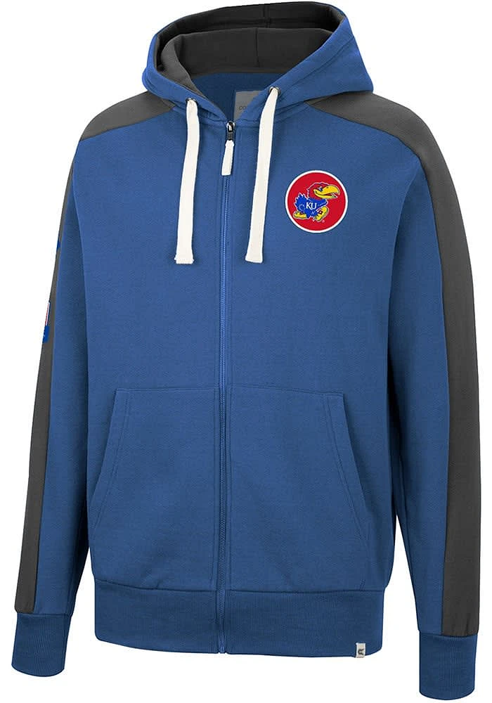 Colosseum Kansas Jayhawks Mens Blue Flying Wasp Long Sleeve Zip Fashion