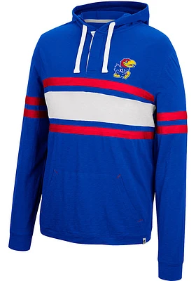 Colosseum Kansas Jayhawks Mens Blue Well Were Waiting Henley Fashion Hood