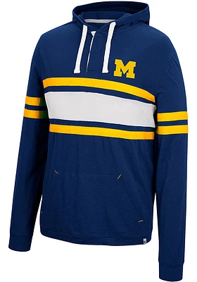 Colosseum Michigan Wolverines Mens Blue Well Were Waiting Henley Fashion Hood