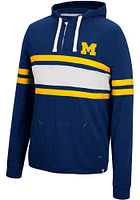 Colosseum Michigan Wolverines Mens Blue Well Were Waiting Henley Fashion Hood