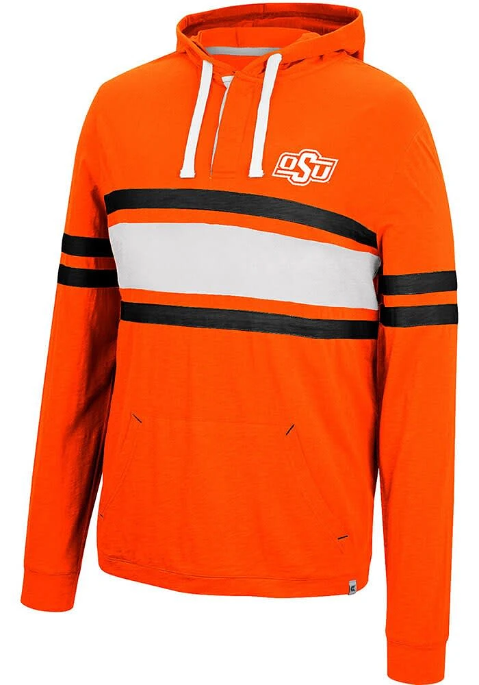 Colosseum Oklahoma State Cowboys Mens Orange Well Were Waiting Henley Fashion Hood