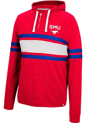 Colosseum SMU Mustangs Mens Red Well Were Waiting Henley Fashion Hood