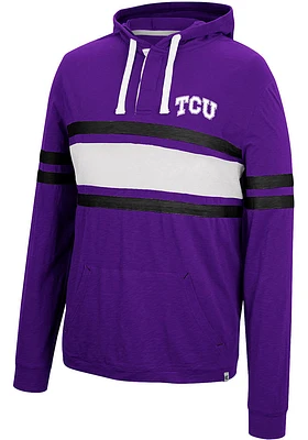 Colosseum TCU Horned Frogs Mens Purple Well Were Waiting Henley Fashion Hood