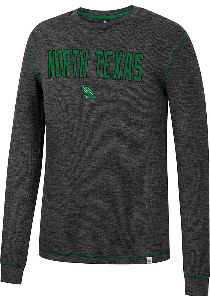 Colosseum North Texas Mean Green Charcoal Noonan Thermal Long Sleeve Fashion T Shirt