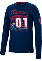 Colosseum Kansas Jayhawks Navy Blue Before Electricity Long Sleeve Fashion T Shirt