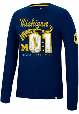 Colosseum Michigan Wolverines Blue Before Electricity Long Sleeve Fashion T Shirt