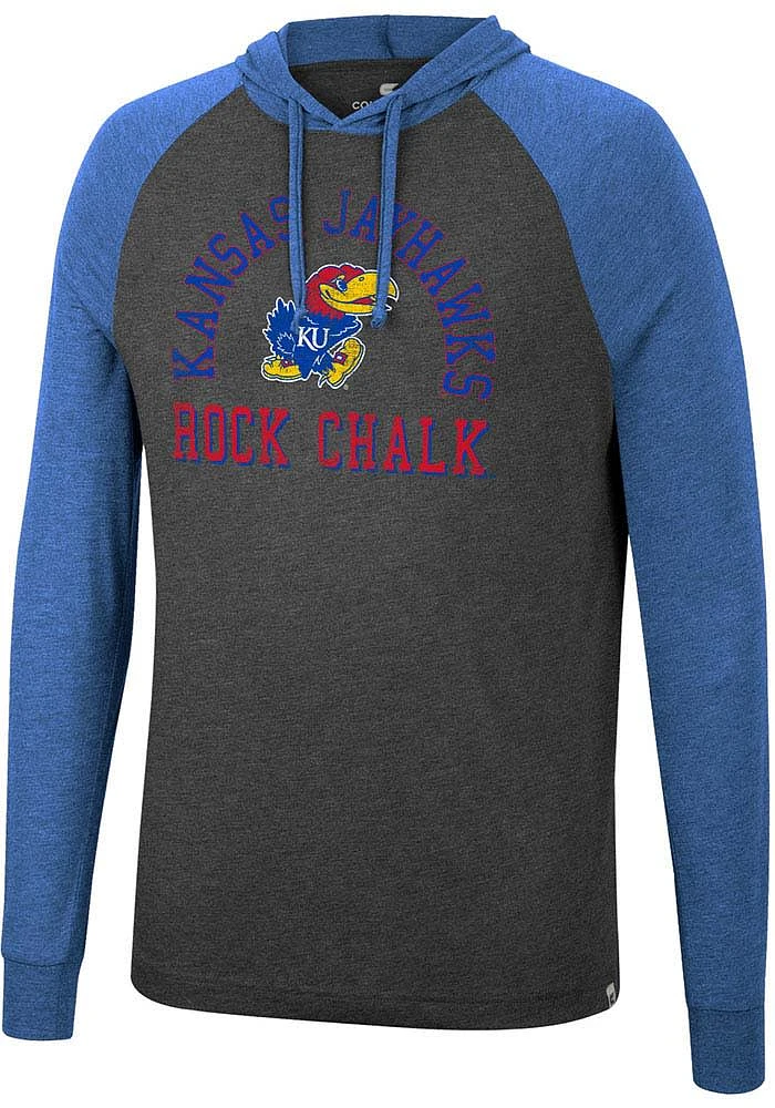 Colosseum Kansas Jayhawks Mens Charcoal Zen Philosopher Tee Fashion Hood