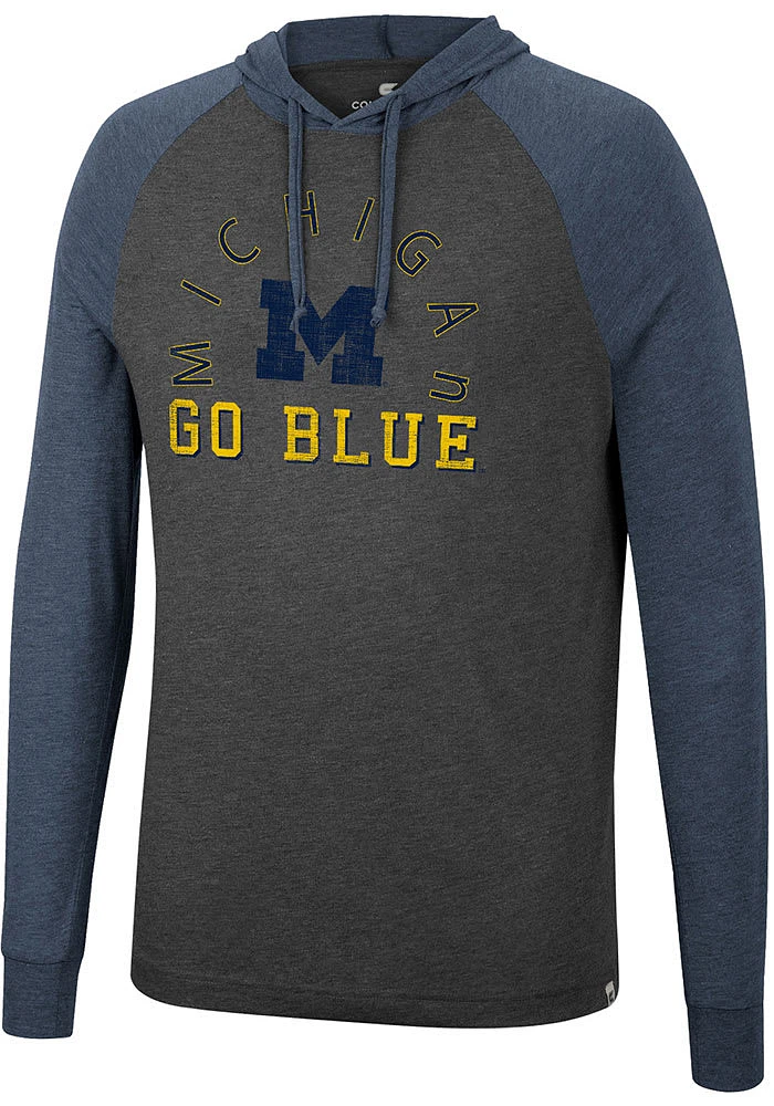 Colosseum Michigan Wolverines Mens Charcoal Zen Philosopher Tee Fashion Hood