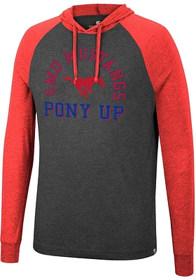 Colosseum SMU Mustangs Mens Charcoal Zen Philosopher Tee Fashion Hood