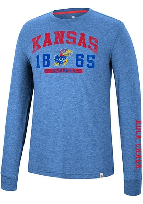 Colosseum Kansas Jayhawks Blue Zen Philosopher Long Sleeve Fashion T Shirt