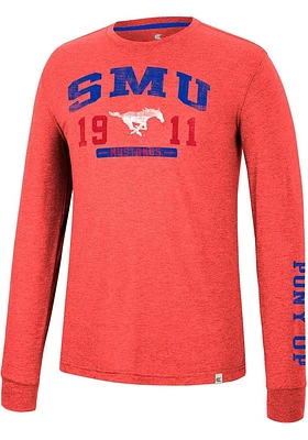 Colosseum SMU Mustangs Red Zen Philosopher Long Sleeve Fashion T Shirt