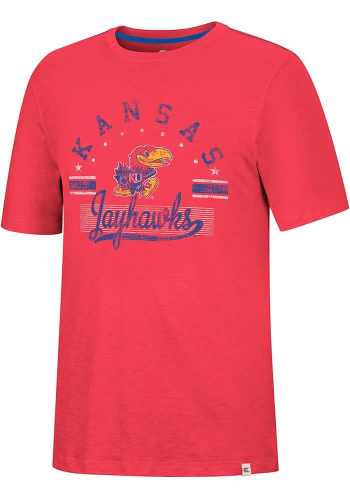 Colosseum Kansas Jayhawks Red Hook It Short Sleeve Fashion T Shirt