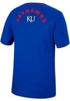 Colosseum Kansas Jayhawks Blue Motormouth Football Short Sleeve T Shirt