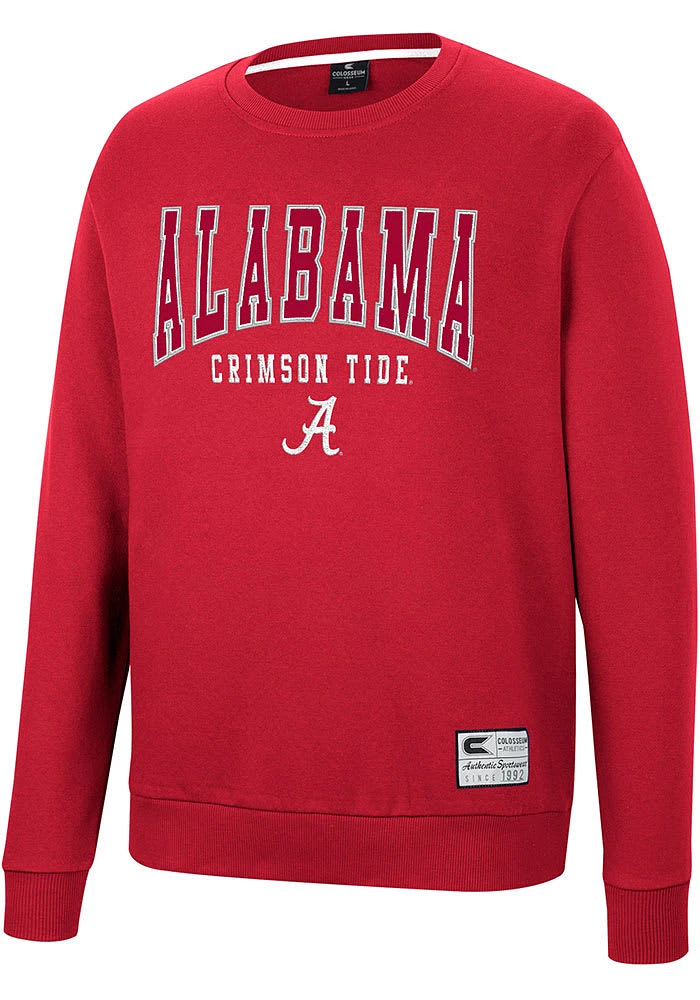 Colosseum Alabama Crimson Tide Mens Scholarship Fleece Long Sleeve Crew Sweatshirt