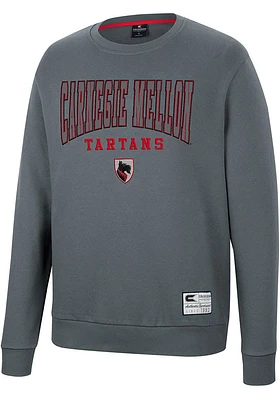 Colosseum Carnegie Mellon Tartans Mens Charcoal Scholarship Fleece Long Sleeve Crew Sweatshirt