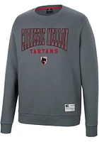 Colosseum Carnegie Mellon Tartans Mens Charcoal Scholarship Fleece Long Sleeve Crew Sweatshirt