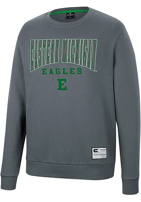 Colosseum Eastern Michigan Eagles Mens Charcoal Scholarship Fleece Long Sleeve Crew Sweatshirt