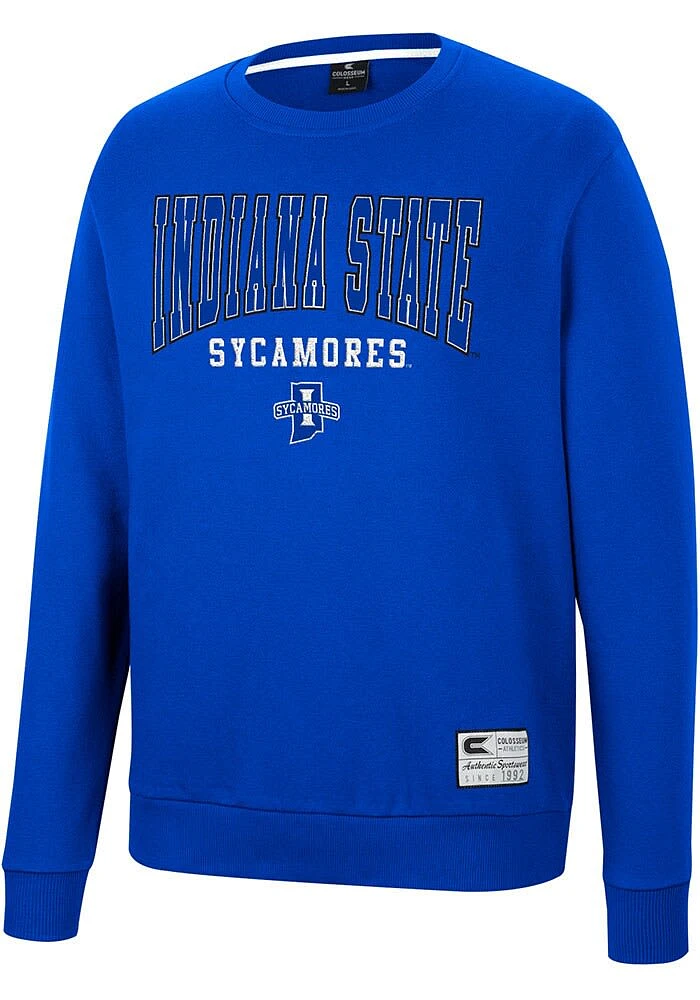 Colosseum Indiana State Sycamores Mens Blue Scholarship Fleece Long Sleeve Crew Sweatshirt