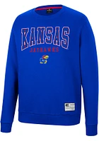 Colosseum Kansas Jayhawks Mens Scholarship Fleece Long Sleeve Crew Sweatshirt