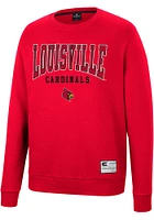 Colosseum Louisville Cardinals Mens Red Scholarship Fleece Long Sleeve Crew Sweatshirt