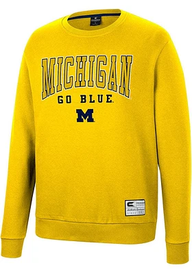 Colosseum Michigan Wolverines Mens Scholarship Fleece Long Sleeve Crew Sweatshirt