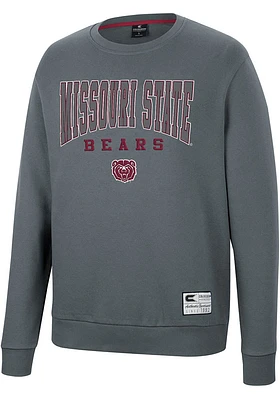 Colosseum Missouri State Bears Mens Charcoal Scholarship Fleece Long Sleeve Crew Sweatshirt